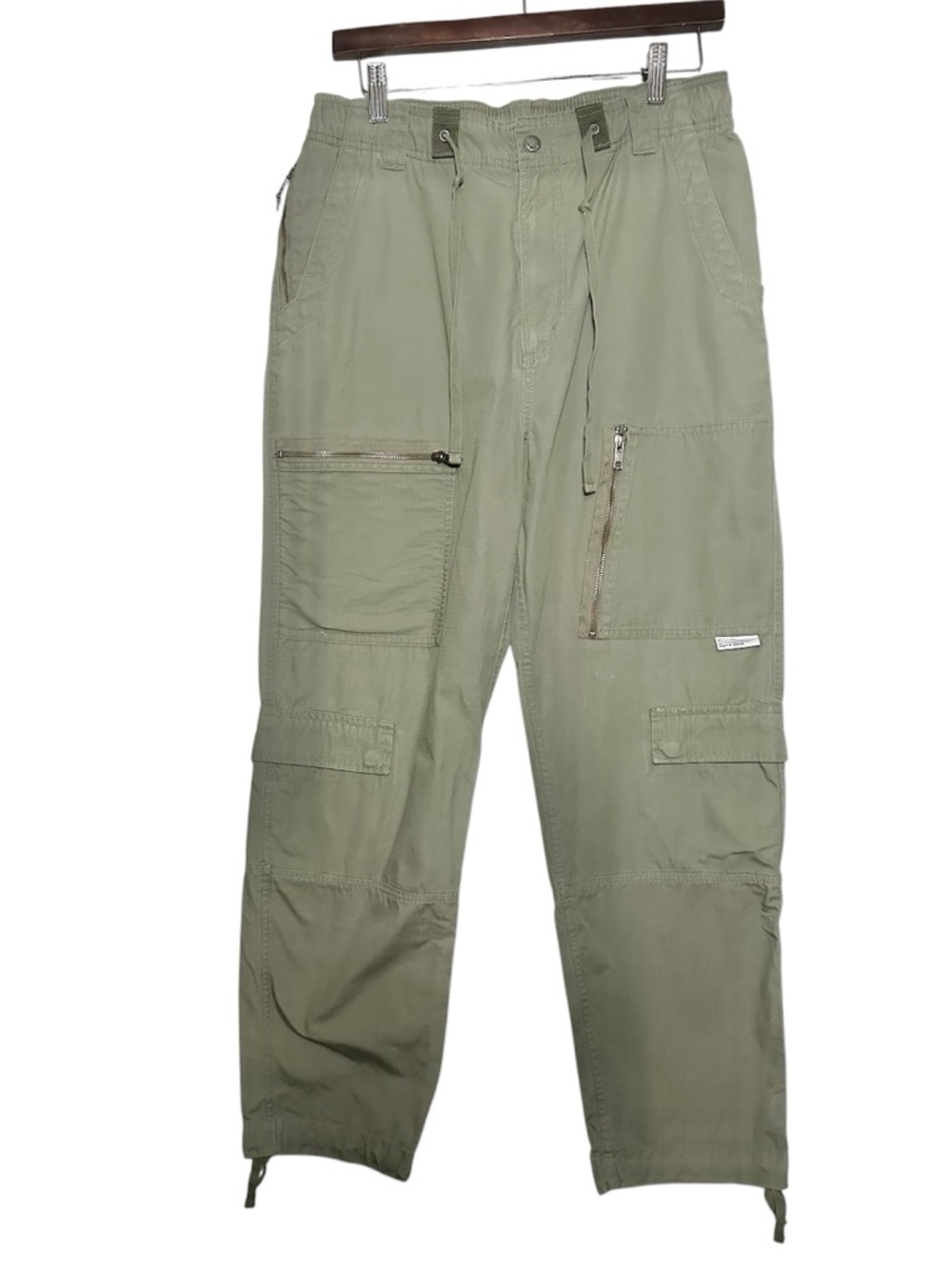 thisisneverthat Men's Olive Green 100% Cotton Zip Flight Cargo Pant- Size Medium